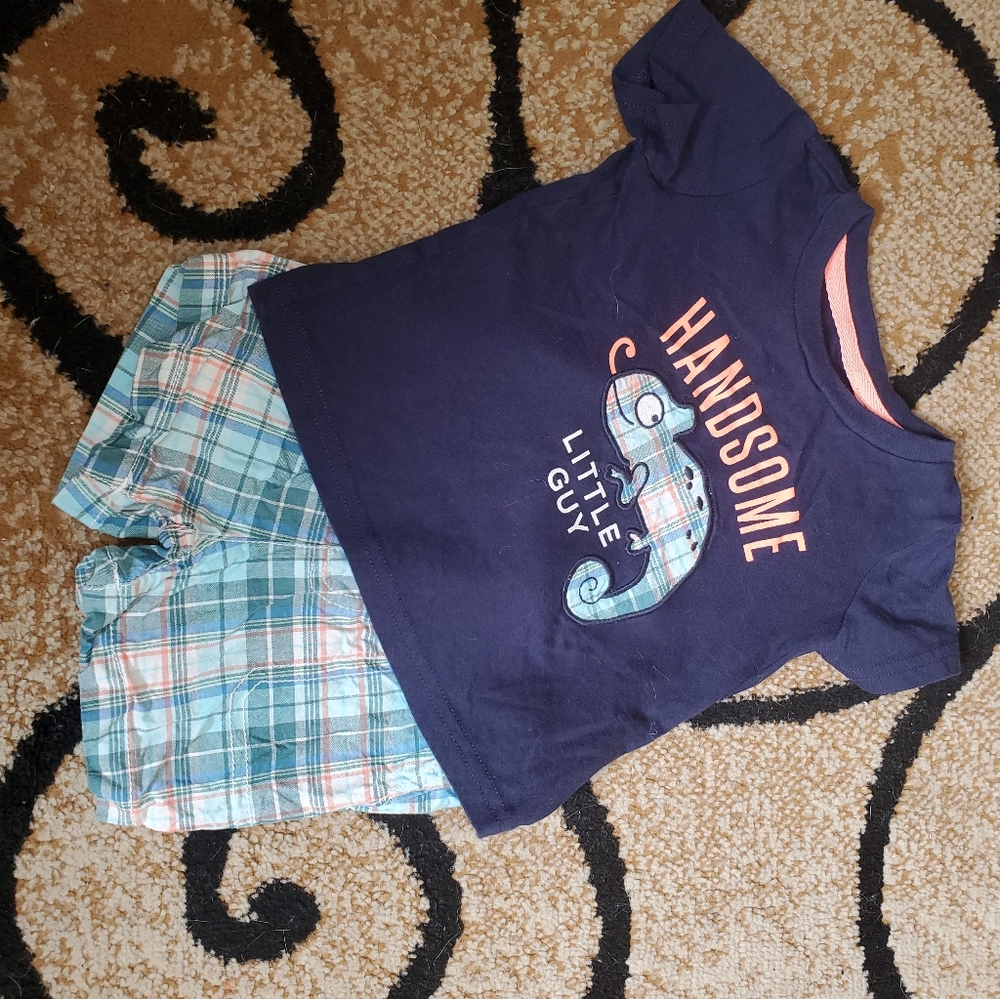 ❤ Carter outfit blue and plaid size 9m